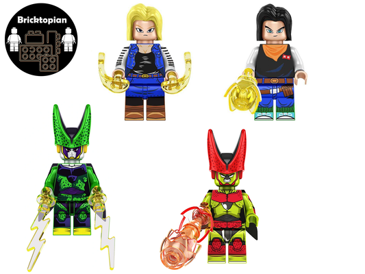 Android 17 Android 18 Cell Cell Max Bundle Miniature Building Blocks Lego Style Figures DBZ Dragonball Dragon Ball Z Super