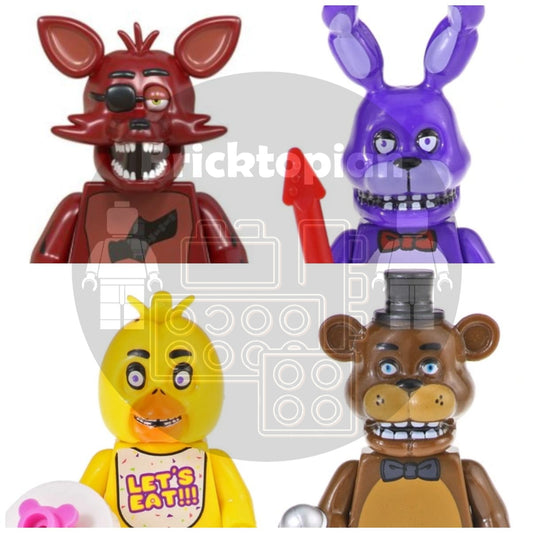 Freddy Fazbear Bonny Chica Foxy Bundle FNAF Five Night's At Freddy's Miniature Building Blocks Lego Style Figures